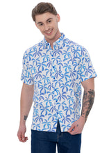Load image into Gallery viewer, HAPPY BAY Mens Hawaiian Shirts Blue Palm Leaves Casual P07730