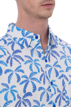 Load image into Gallery viewer, HAPPY BAY Mens Hawaiian Shirts Blue Palm Leaves Casual P07730