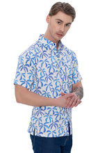 Load image into Gallery viewer, HAPPY BAY Mens Hawaiian Shirts Blue Palm Leaves Casual P07730