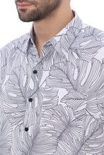 Load image into Gallery viewer, LA LEELA Mens Hawaiian Shirts Black Monstera Leaf P07734