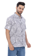 Load image into Gallery viewer, LA LEELA Mens Hawaiian Shirts Black Monstera Leaf P07734