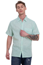 Cargar imagen en el visor de la galería, HAPPY BAY Mens Hawaiian Shirts Sea Green Collard P07752
