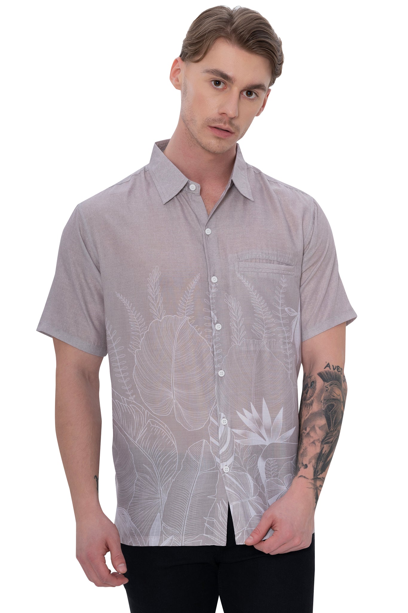 La Leela Mens Hawaiian Shirts Brown Tropical P07780 La Leela Mens Hawaiian Shirts Brown Tropical P07780