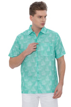 Load image into Gallery viewer, HAPPY BAY Mens Hawaiian Shirts Green Boat P07787