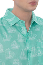 Load image into Gallery viewer, HAPPY BAY Mens Hawaiian Shirts Green Boat P07787
