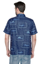 Load image into Gallery viewer, LA LEELA Mens Hawaiian Shirts Blue Fish P07803
