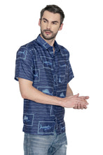 Load image into Gallery viewer, LA LEELA Mens Hawaiian Shirts Blue Fish P07803