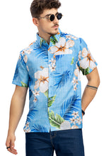Load image into Gallery viewer, LA LEELA Mens Hawaiian Shirts Blue Leaf P10152