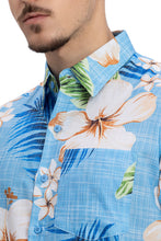 Load image into Gallery viewer, LA LEELA Mens Hawaiian Shirts Blue Leaf P10152