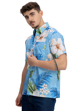 Load image into Gallery viewer, LA LEELA Mens Hawaiian Shirts Blue Leaf P10152