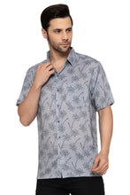 Load image into Gallery viewer, La Leela Mens Hawaiian Shirts Grey Palm Tree P10162