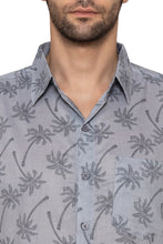 Load image into Gallery viewer, La Leela Mens Hawaiian Shirts Grey Palm Tree P10162