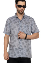 Load image into Gallery viewer, La Leela Mens Hawaiian Shirts Grey Palm Tree P10162