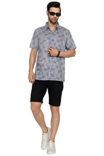 Load image into Gallery viewer, La Leela Mens Hawaiian Shirts Grey Palm Tree P10162