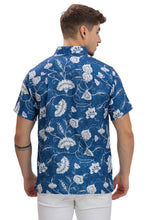 Load image into Gallery viewer, LA LEELA Mens Hawaiian Shirts Navy Blue Floral Leaf P10172