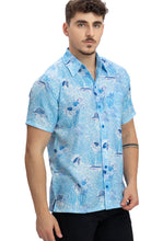 Load image into Gallery viewer, LA LEELA Mens Hawaiian Shirts Blue Fish P10177