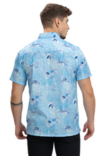 Load image into Gallery viewer, LA LEELA Mens Hawaiian Shirts Blue Fish P10177