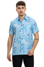 Load image into Gallery viewer, LA LEELA Mens Hawaiian Shirts Blue Fish P10177