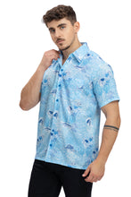 Load image into Gallery viewer, LA LEELA Mens Hawaiian Shirts Blue Fish P10177