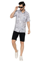 Load image into Gallery viewer, LA LEELA Mens Hawaiian Shirts Black White Fish P10178