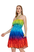 Load image into Gallery viewer, LA LEELA Women's Beach Vacation Summer Holiday Smocked Tube Top Short Ruched Evening Dress Strapless Dresses for Women L-XL Multi Tie Dye P10213