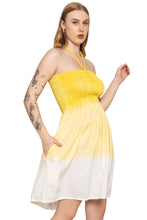 Cargar imagen en el visor de la galería, LA LEELA Women's Beach Vacation Summer Holiday Ruffle Tube Top Short Ruched Evening Dress Strapless Dresses for Women L-XL Yellow Plain P10224