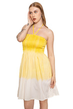 Cargar imagen en el visor de la galería, LA LEELA Women's Beach Vacation Summer Holiday Ruffle Tube Top Short Ruched Evening Dress Strapless Dresses for Women L-XL Yellow Plain P10224