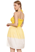 Cargar imagen en el visor de la galería, LA LEELA Women's Beach Vacation Summer Holiday Ruffle Tube Top Short Ruched Evening Dress Strapless Dresses for Women L-XL Yellow Plain P10224