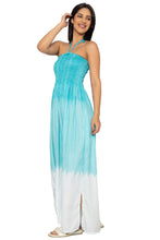 Load image into Gallery viewer, HAPPY BAY Women's Summer Boho A line Slit Maxi Beach Dress Smocked Top Evening Long Strapless Tube Dresses for Women L-XL Green Solid P10226