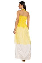 Load image into Gallery viewer, LA LEELA Women's Summer Boho A line Slit Maxi Beach Dress Smocked Top Evening Long Strapless Tube Dresses for Women L-XL Yellow Solid P10230