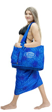 Cargar imagen en el visor de la galería, Beach Pool Tote Bag + Purse + Beach Wrap Blue P10328