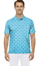 Load image into Gallery viewer, LA LEELA M Blue Palm Tree Mens Golf Polo Shirt P10333