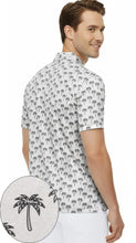 Load image into Gallery viewer, LA LEELA Palm Tree White Mens Golf Polo Shirt P10334