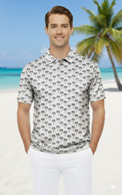 Load image into Gallery viewer, LA LEELA Palm Tree White Mens Golf Polo Shirt P10334