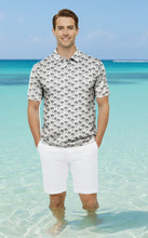 Load image into Gallery viewer, LA LEELA Palm Tree White Mens Golf Polo Shirt P10334
