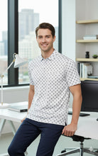 Load image into Gallery viewer, LA LEELA White_Black Anchor White Mens Golf Polo Shirt P10335