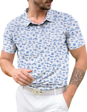 Load image into Gallery viewer, LA LEELA Boat Blue Mens Golf Polo Shirt P10336