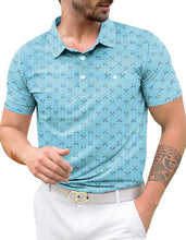 Load image into Gallery viewer, LA LEELA Bottle Blue Mens Golf Polo Shirt P10337