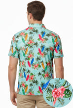 Load image into Gallery viewer, LA LEELA Floral Green Mens Golf Polo Shirt P10338