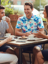 Load image into Gallery viewer, LA LEELA Flamingo Blue Mens Golf Polo Shirt P10339