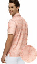 Load image into Gallery viewer, LA LEELA Floral Coral Mens Golf Polo Shirt P10340