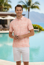 Load image into Gallery viewer, LA LEELA Floral Coral Mens Golf Polo Shirt P10340