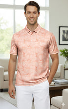 Load image into Gallery viewer, LA LEELA Floral Coral Mens Golf Polo Shirt P10340