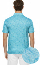 Load image into Gallery viewer, LA LEELA Waves Blue Mens Golf Polo Shirt P10341