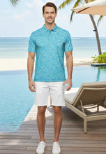 Load image into Gallery viewer, LA LEELA Waves Blue Mens Golf Polo Shirt P10341