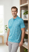 Load image into Gallery viewer, LA LEELA Waves Blue Mens Golf Polo Shirt P10341