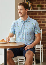 Load image into Gallery viewer, LA LEELA Pineapple Blue Mens Golf Polo Shirt P10342