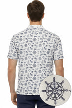 Load image into Gallery viewer, LA LEELA Fish White Mens Golf Polo Shirt P10344