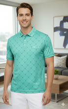 Load image into Gallery viewer, LA LEELA Palm Tree Green Mens Golf Polo Shirt P10348
