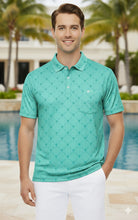 Load image into Gallery viewer, LA LEELA Palm Tree Green Mens Golf Polo Shirt P10348